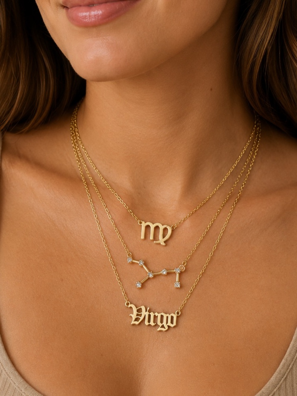 3pc set Virgo Necklace Virgo August September Birthday Month